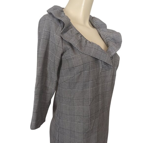 Gretchen Scott Dress black white size 0 / 2 Shrimp Wall Street Ruff Neck - Picture 10 of 16
